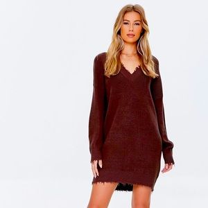 Frayed sharkbite sweater dress
